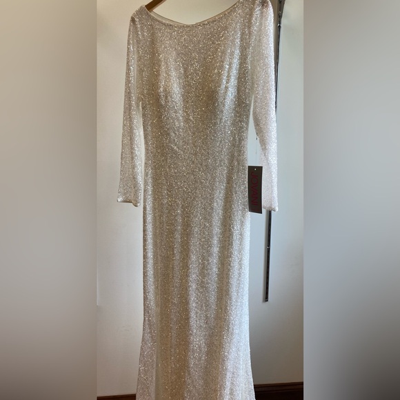 Jovani. 2927 white sequin long sleeve evening gown. - Picture 7 of 7